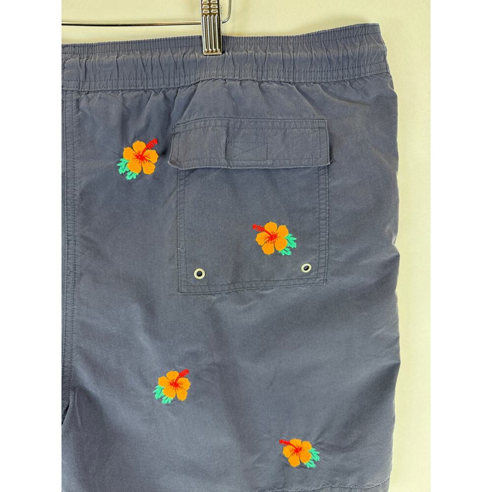 Brooks Brothers Mens XL Swim Trunks Navy Hibiscus Embroidered Mesh Lined - Picture 5 of 10